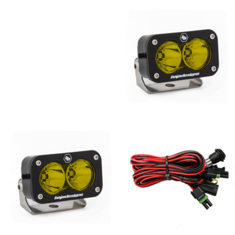 Baja Designs S2 Pro Series Black LED Auxiliary Light Pod Pair, Spot Pattern, Amber 487811