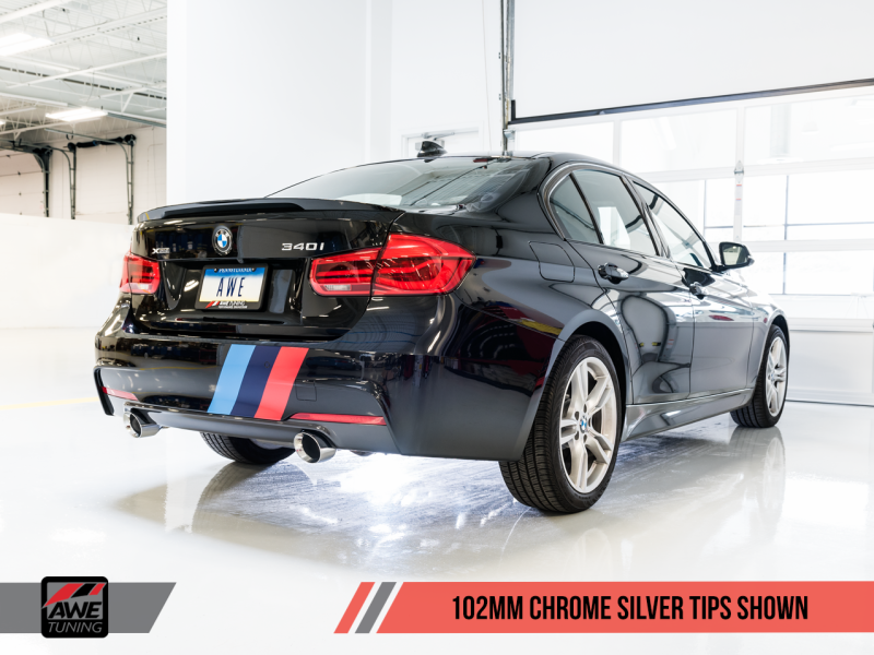 AWE Tuning Touring Edition Axle Back Exhaust for BMW F3X 340i/440i-102mm Chrome Silver Tips 3010-32034