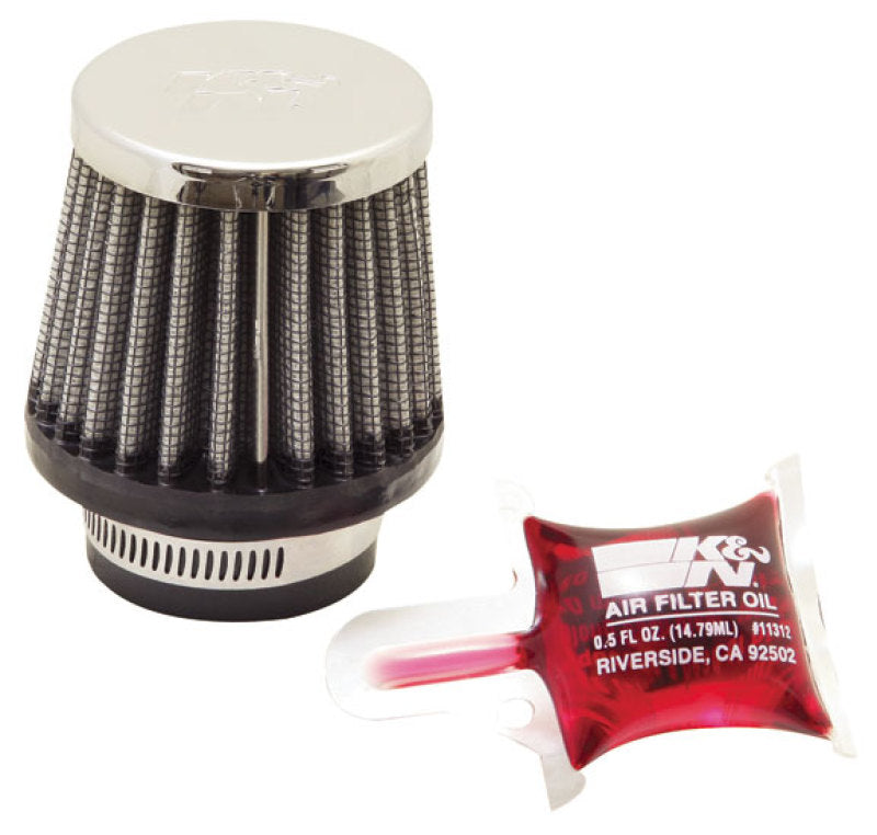 K&N High-Flow Original Universal Chrome Air Filter 1-3/8"FLG, 2-1/2"B, 2"T, 2-1/4"H RC-0790