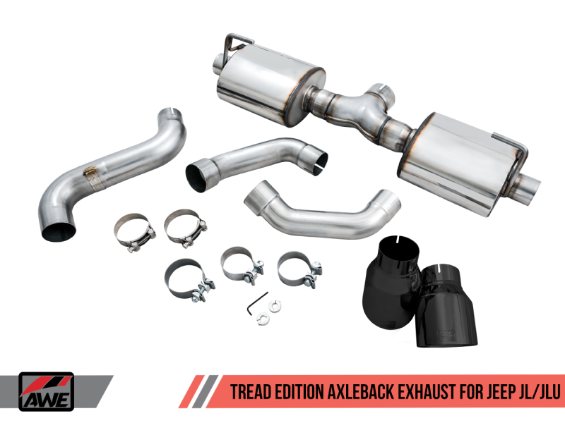 AWE Tuning Tread Edition Axleback Dual Exhaust w/Diamond Black Tips For 18+Jeep WranglerJL/JLU 3015-33001