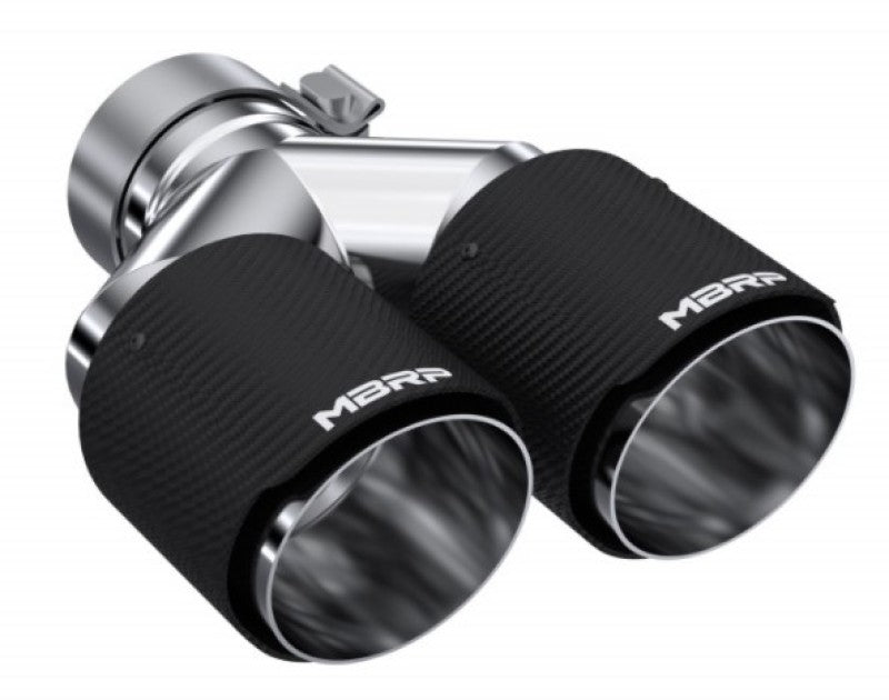 MBRP 3"ID/Dual 4"OD Out Staggered L 9.37"/ R 9.87"Length Driver Side DW CF Univ Exhaust Tip T5183CF