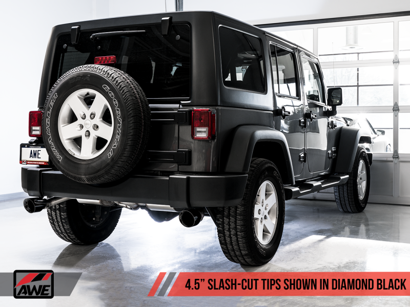 AWE Tuning Tread Edition Axleback Dual Exhaust w/Diamond Black Tips For 18+Jeep WranglerJL/JLU 3015-33001