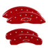 MGP 4 Caliper Covers Engraved Front & Rear Bowtie Red finish silver ch