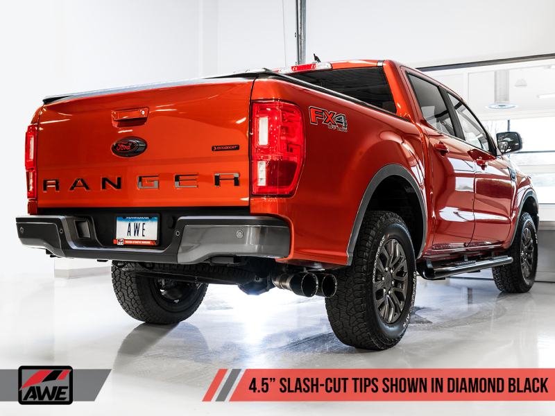 AWE Tuning 0FG Performance Exhaust System w/Diamond Black Tips & Rock Guard for Ford Ranger 3015-23064