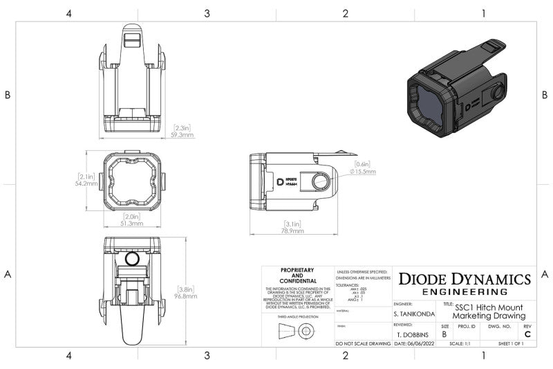 Diode Dynamics Hitch Mount LED Pod Reverse Kit for GMC Sierra 1500 2019-2023 C1R