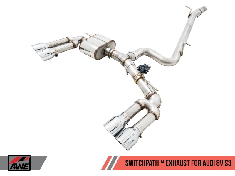 AWE Tuning SwitchPath Exhaust w/Chrome Silver Tips 102mm for Audi 8V S3 3025-42068