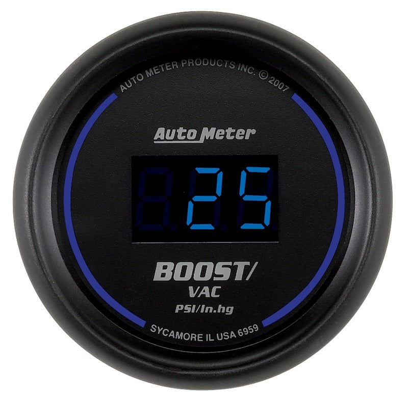 Autometer Cobalt Digital 30 IN HG/30 PSI 2-1/16" Black Vacuum/Boost Gauge - 6959