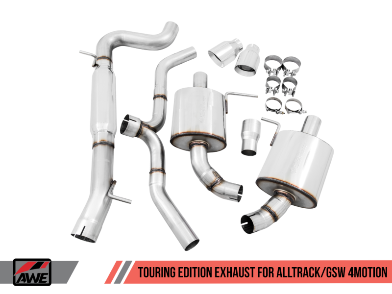 AWE Tuning Touring Edition Exhaust for VW Golf Alltrack /Sportwagen 4Motion Chrome Silver Tips 3015-32098
