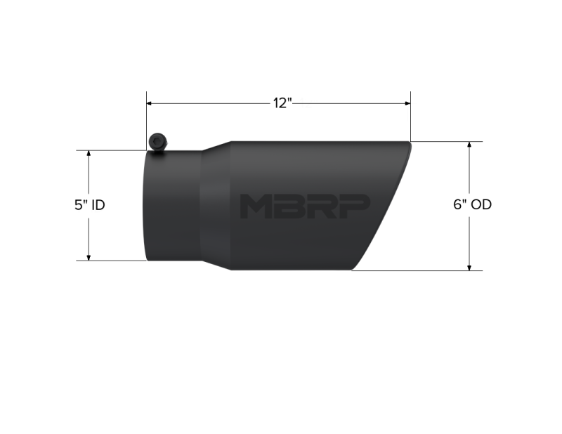 MBRP 6" O.D. Angled Rolled End 5" inlet 12" length Black Coated Universal Tip - T5075BLK