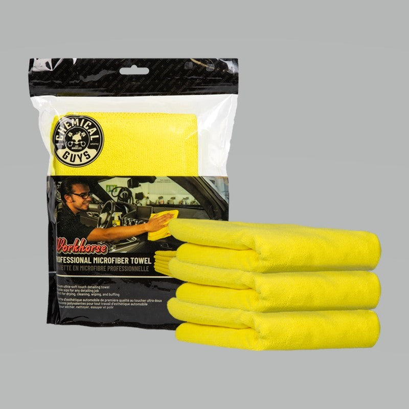 Chemical Guys Yellow Workhorse Professional Microfiber 3-Pack Towel 16inx16in (Set of 16) MICYELLOW03