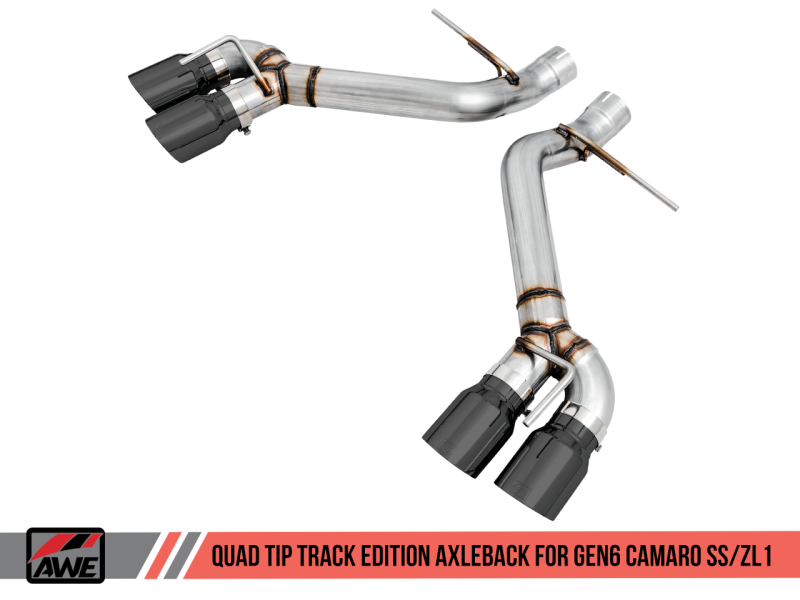 AWE Tuning Track Edition Axle-back Exhaust Quad Diamond Black Tips for Chevrolet Camaro SS 3020-43075