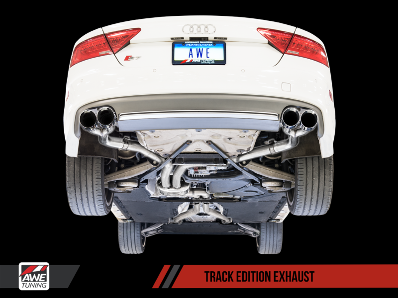 AWE Tuning Track Edition Exhaust - Diamond Black Tips for Audi C7 / C7.5 S7 4.0T 3020-43052