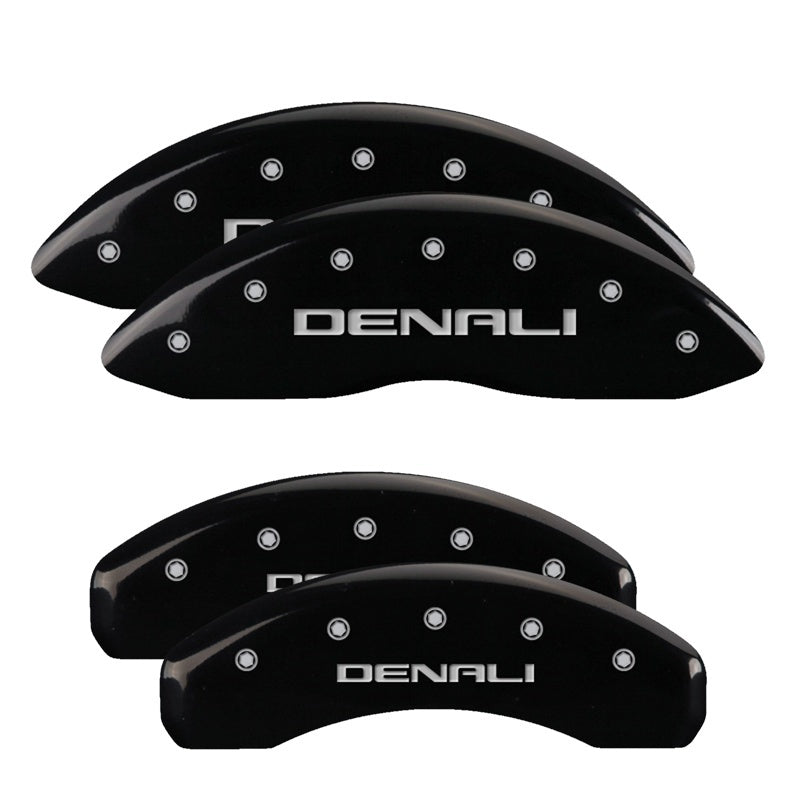 MGP 4 Caliper Covers Engraved Front & Rear Denali Black finish silver ch