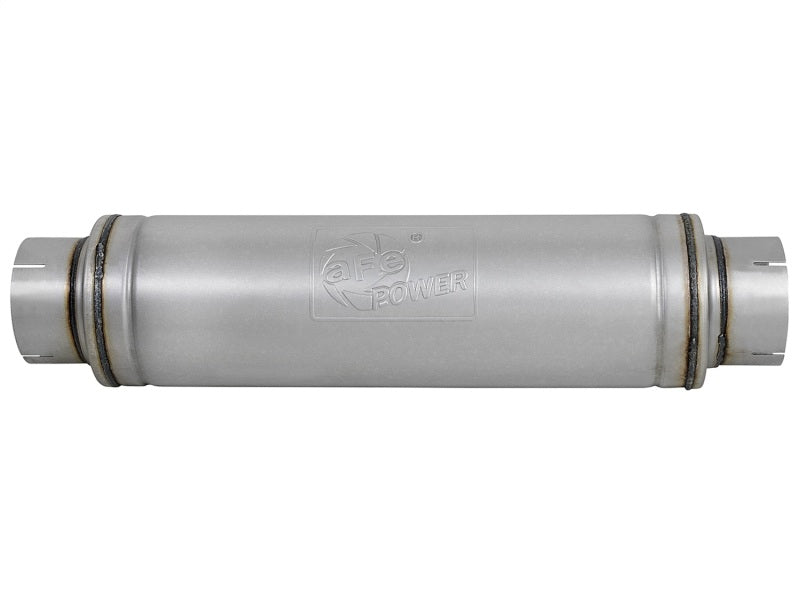 aFe ATLAS Aluminized Steel Muffler 5in Center/Center 24in L x 7in Diameter - Round Body