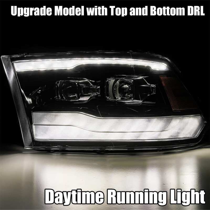 AlphaRex LUXX LED Projector Headlights Plank Style Black for 09-18 Dodge Ram 1500HD 880539