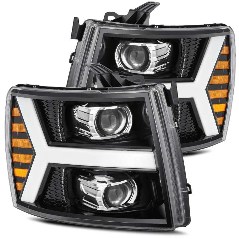 AlphaRex LUXX LED Projector Headlights Plank Style Jet Black for 07-13 Chevy 1500 880223