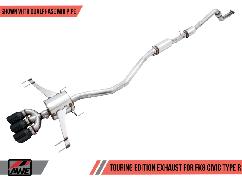 AWE Tuning Touring Edition Exhaust w/Front & Mid Pipe Diamond Blk Tips for Honda Civic 3015-43000