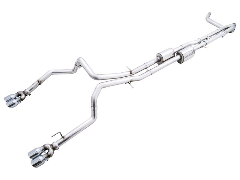 AWE Tuning 0FG Catback Exhaust - Quad Chrome Silver Tips for GMC Sierra 1500 AT4X 6.2L  3015-42284