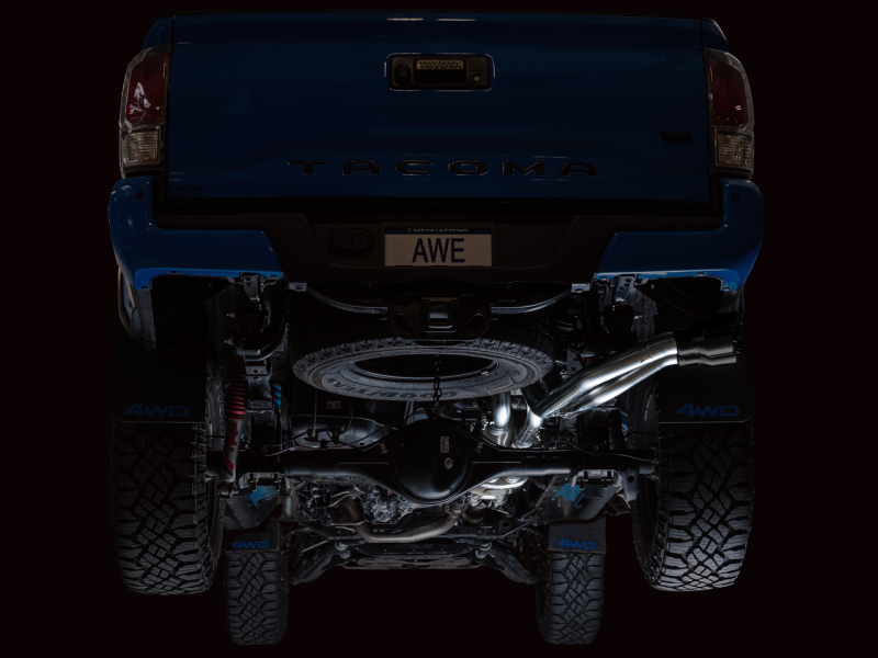 AWE Tuning 0FG Catback Exhaust w/BashGuard Dual Diamond Black Tips for 16-22 Toyota Tacoma 3015-33826