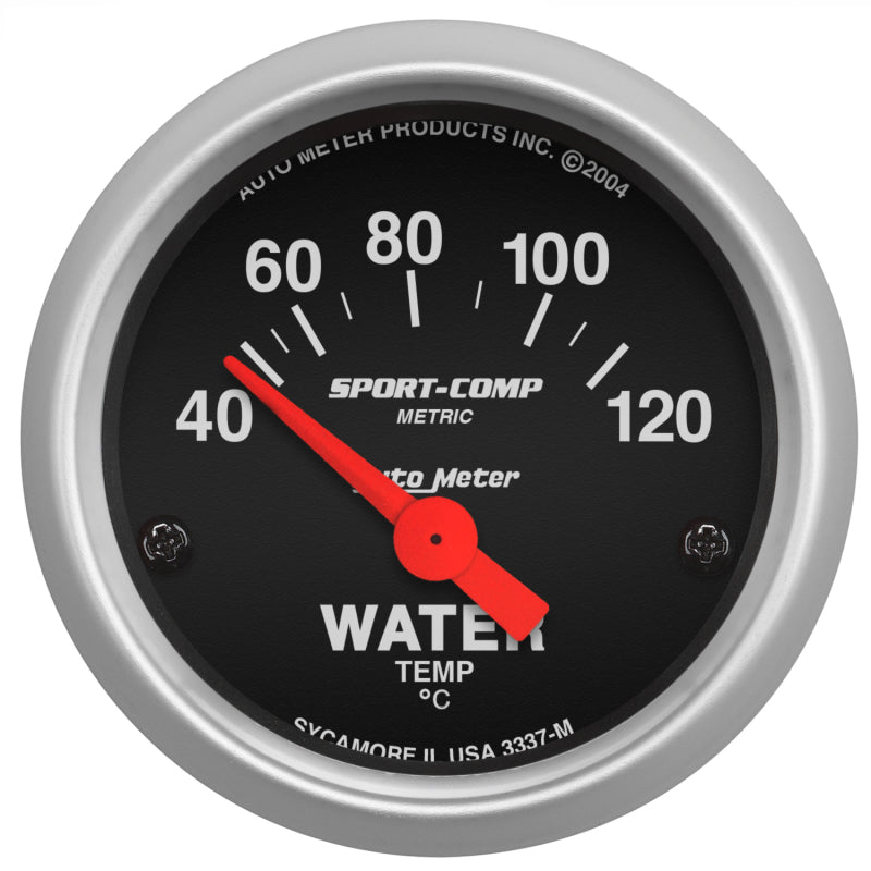 Autometer Sport-Comp 2-1/16" 40-120°C Air-Core Short Sweep Electronic Water Temp Gauge-3337-M