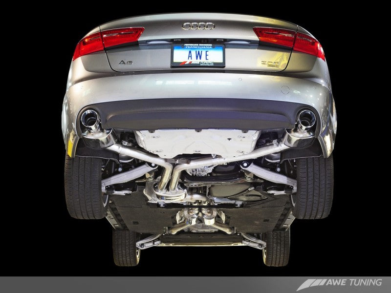 AWE Tuning Touring Edition Exhaust - Dual Outlet Diamond Black Tips for Audi C7 A6 3.0T 3015-33052