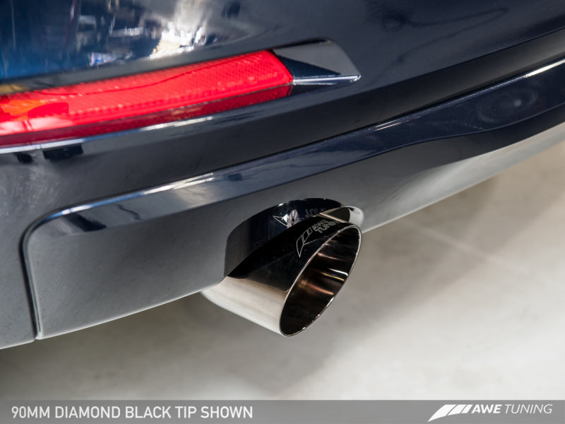 AWE Tuning Touring Edition Exhaust Performance Mid Pipe Single Side Diamond Black Tip 90mm 3015-23036