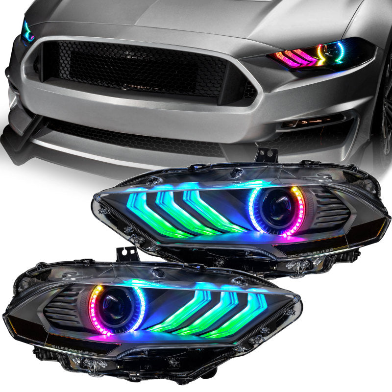 Oracle Lighting Dynamic ColorSHIFT LED Headlights - Black Series for 18-23 Ford Mustang 8204-332
