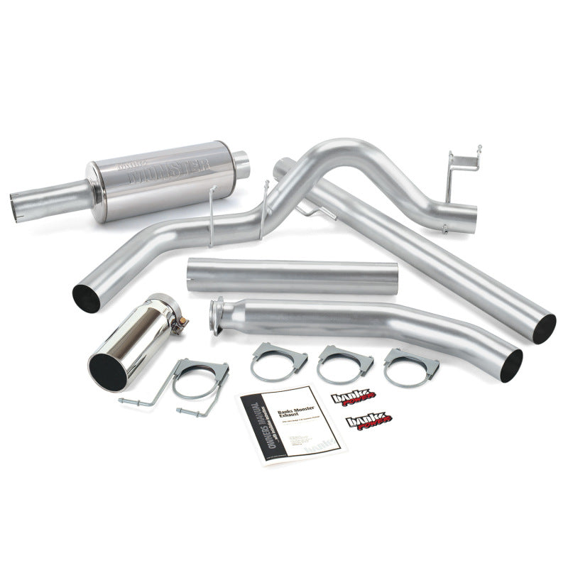 Banks Power Monster Exhaust System Single Exhaust w/ Chrome Tip  for 98-02 Dodge 5.9L Ext Cab 48636