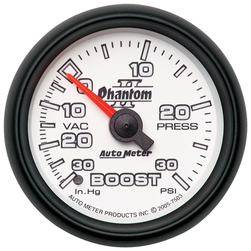 Autometer Phantom II 2-1/16" 30 IN HG/30 PSI Mechanical Vacuum/Boost Gauge - 7503