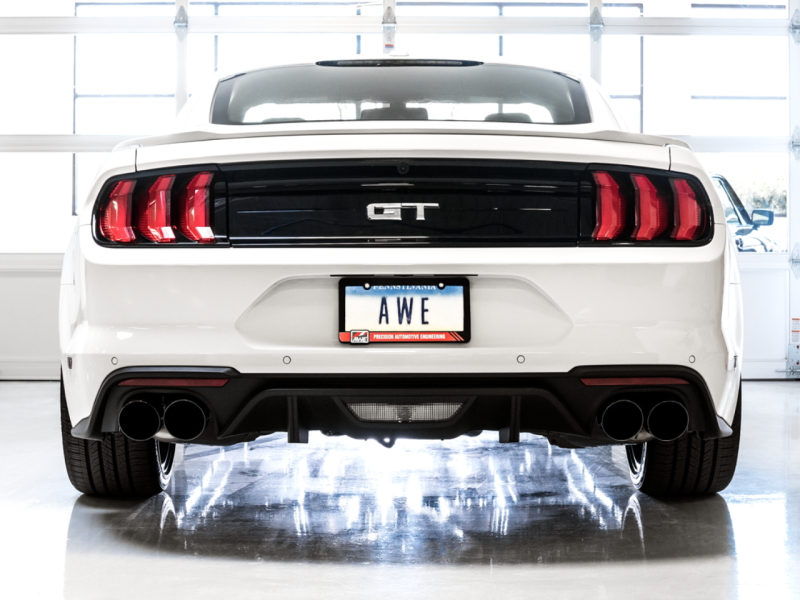 AWE Tuning Cat-back Exhaust Touring Edition (Quad Diamond Black Tips) for Ford Mustang GT 3015-43106