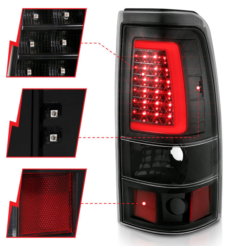 ANZO 2003-2006 Chevy Silverado 1500 LED Taillights Plank Style Black w/Clear Lens