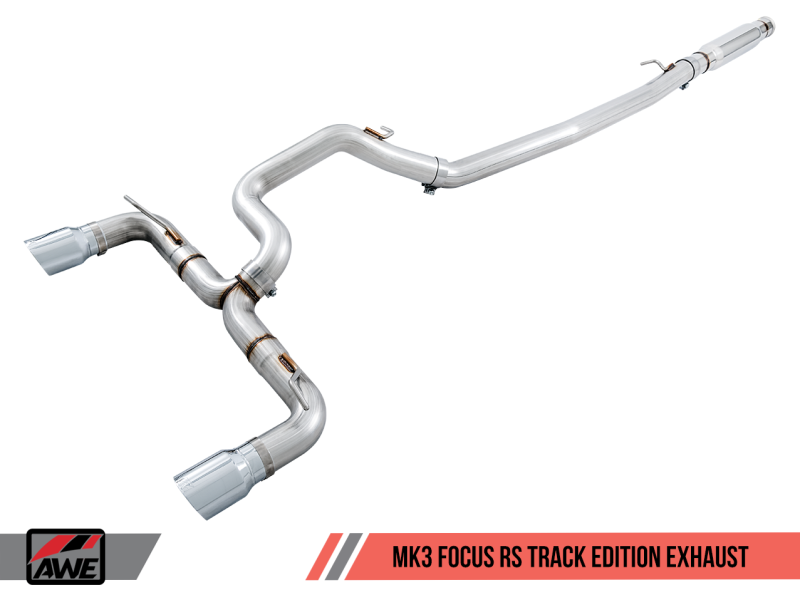 AWE Tuning Track Edition Cat-back Exhaust - Chrome Silver Tips for Ford Focus RS 3020-32030