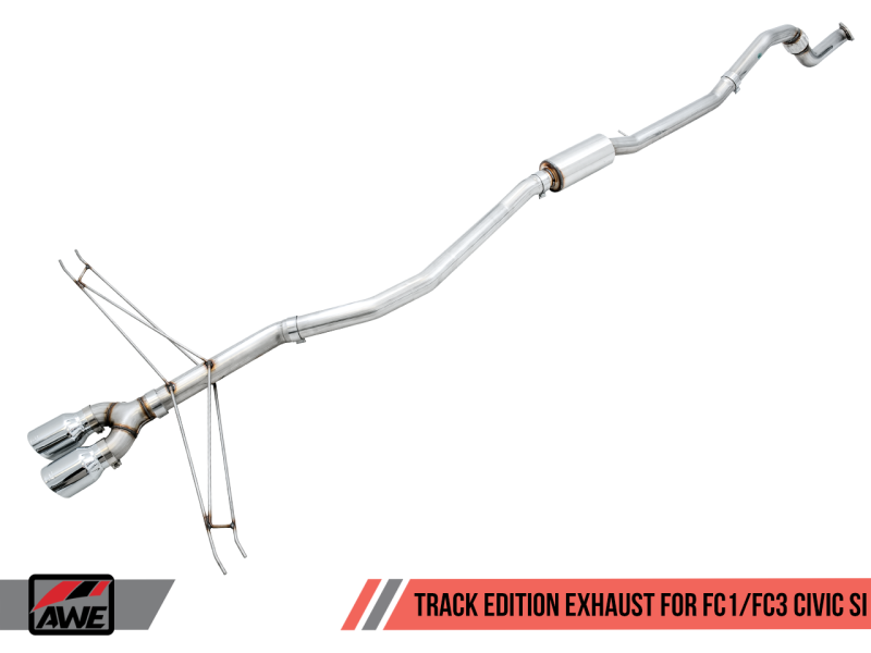 AWE Tuning Track Edition Exhaust w/Front Pipe & Triple Chrome Silver Tips for Honda Civic 3020-52008