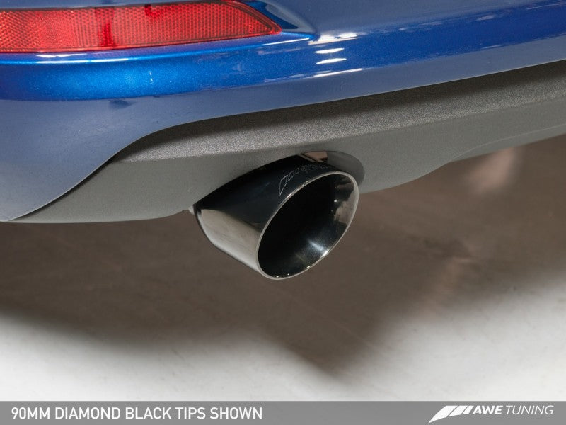 AWE Tuning Touring Edition Exhaust for Audi 8V A3 2.0T - Dual Outlet, Diamond Black 90 mm Tips 3015-32058