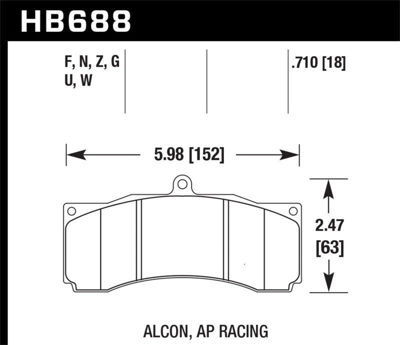 Hawk AP Racing / Stoptech / Alcon DTC-60 Race Brake Pads