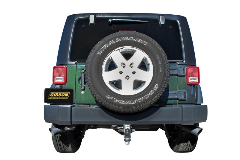 Gibson 10-11 Jeep Wrangler JK Sport 3.8L 2.5in Cat-Back Dual Extreme Exhaust - Black Elite (Ceramic)