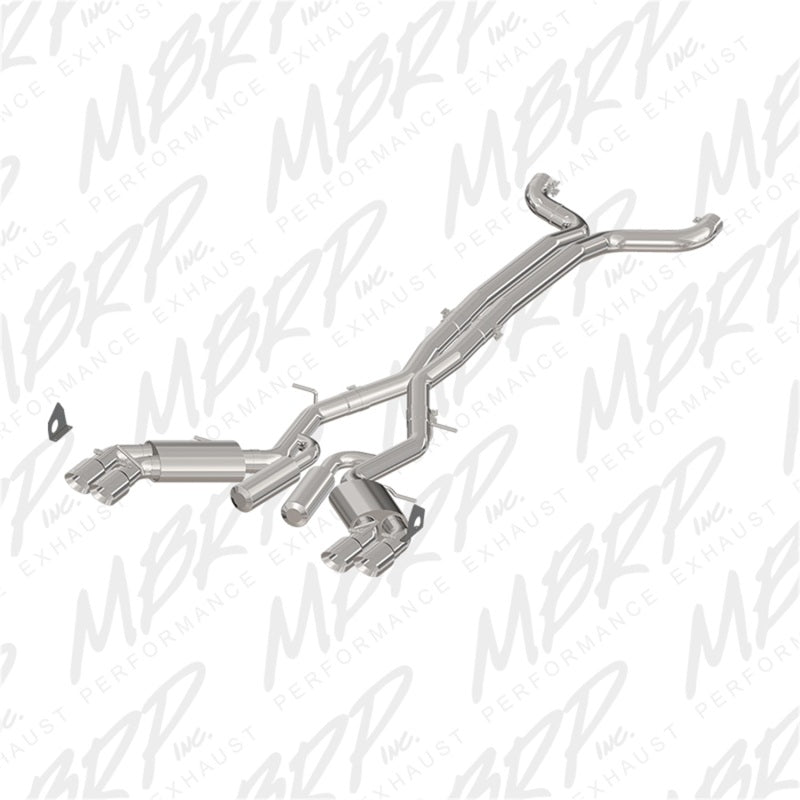 MBRP 3"Dual CatBack Quad Tip Exhaust Street Version T409 Tips For 16-24Chevy Camaro SS 6.2L S7032409