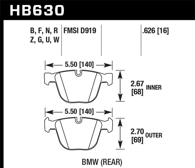 Hawk 04-10 BMW 535i/545i/550i / 04-10 645Ci/650i /02-09 745i/745Li/750 DTC-30 Race Rear Brake Pads