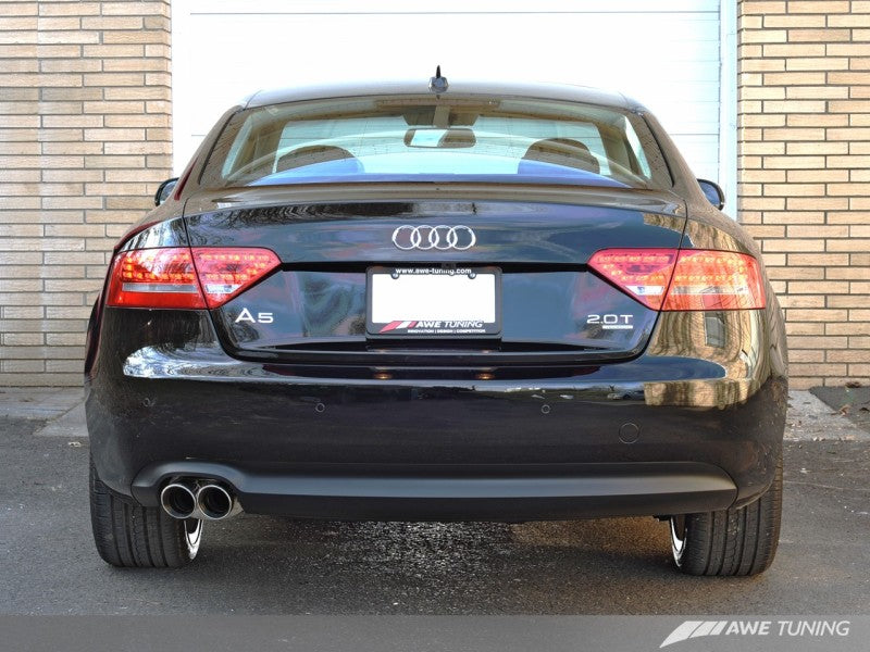 AWE Tuning Touring Edition Single Outlet Exhaust-Polished Chrome Silver Tips For Audi B8 A5 2.0T 3015-22012