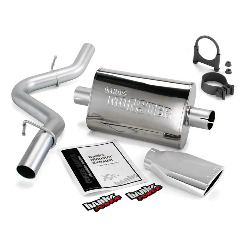 Banks Power Monster Exh Sys - SS Single Exh w/ Chrome Tip for 97-99 Jeep 2.5/4.0L Wrangler 51312