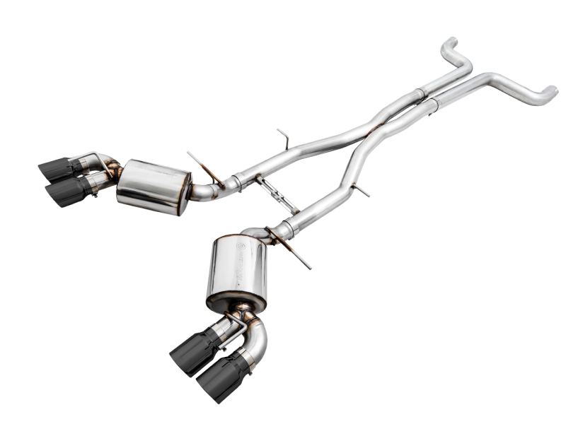 AWE Tuning Non-Resonated Cat-Back Exhaust Touring Edition Quad Diamond Black Tips 3020-43076