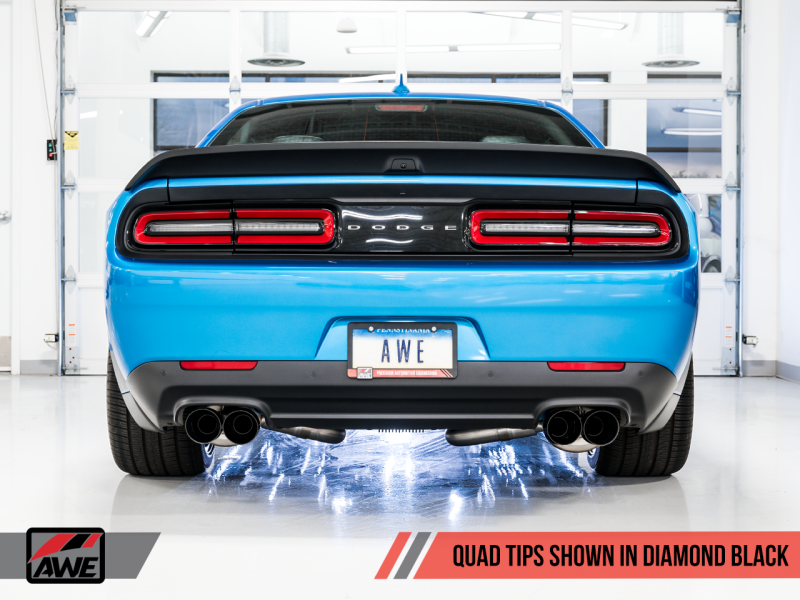 AWE Tuning Track Edition Exhaust Quad Diamond Black Tips for Dodge Challenger 6.4L/6.2L SC 3015-43144