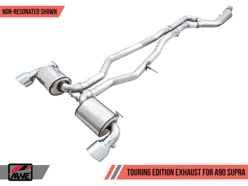 AWE Tuning Non-Resonated Touring Edition Exhaust 5" Diamond Black Tips for Toyota Supra A90 3020-33072