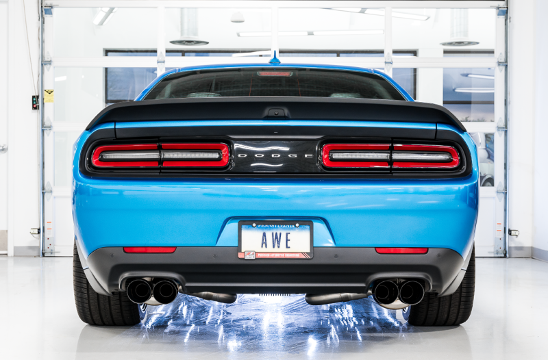 AWE Tuning Track Edition Exhaust Quad Diamond Black Tips for Dodge Challenger 6.4L/6.2L SC 3015-43144