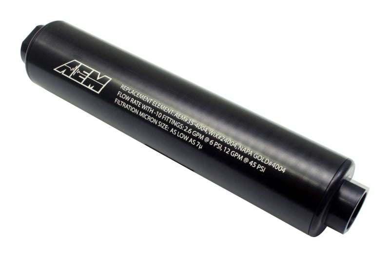 AEM Universal High Volume Flow -10 AN Inline Black Fuel Filter - 25-201BK
