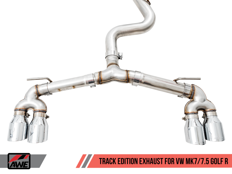 AWE Tuning Track Edition Exhaust for MK7 Golf R - Chrome Silver Tips, 102mm 3015-42134