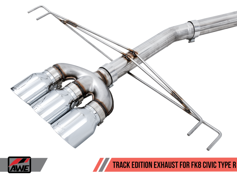 AWE Tuning Track Edition Exhaust w/Front Pipe & Triple Chrome Silver Tips for Honda Civic 3020-52000