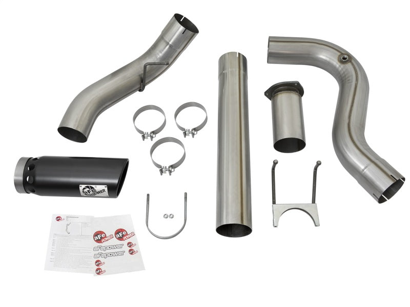 aFe Large Bore-HD 5in DPF Back 409 SS Exhaust System w/Black Tip 2017 Ford Diesel Trucks V8 6.7L(td)