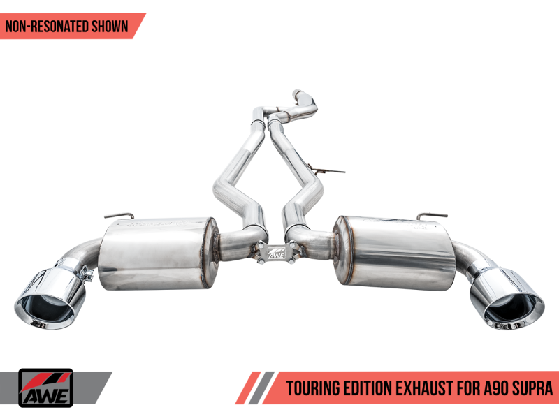 AWE Tuning Non-Resonated Touring Edition Exhaust 5" Chrome Silver Tips for Toyota Supra A90 3020-32058