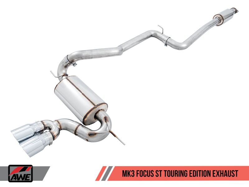 AWE Tuning Resonated Touring Edition Cat-back Exhaust Diamond Black Tips for Ford Focus ST 3020-33040